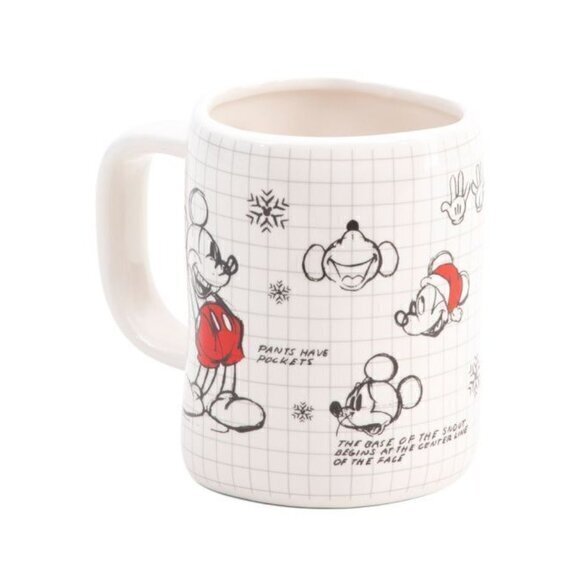 Disney Holiday Christmas Sketchbook Santa Hat Mug Set featuring Mickey & Minnie. - Picture 4 of 6